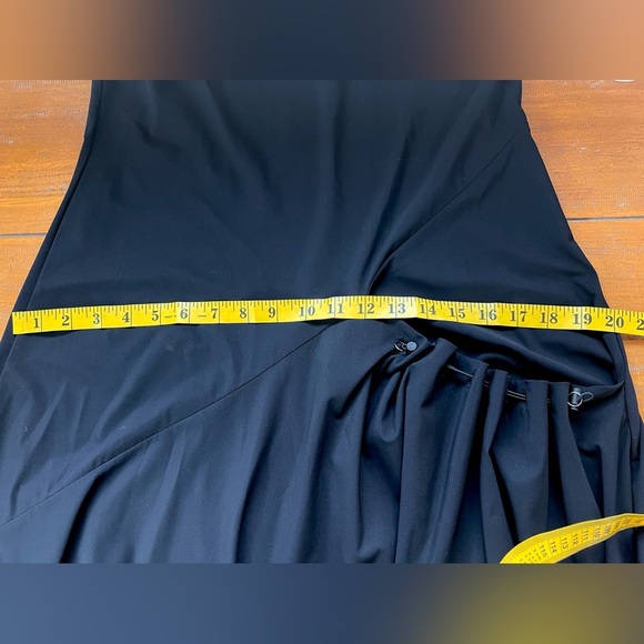 Sarah Pacini Midi Dress Techno Fabric Black Sleeveless Bias Cut Stretch Modern - Picture 13 of 16